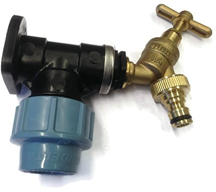 Garden Tap Kit with Wall Mount for 25mm Blue Piping, Hose Lock and Wall Plug Screws