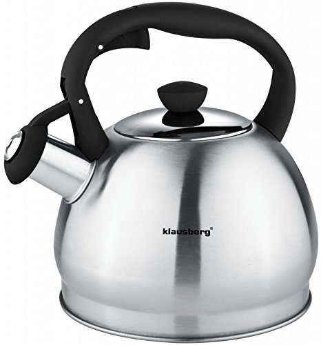 Klausberg KB 7043 Pfeifkessel für Induktionsherd, Edelstahl, 1,8 l, Schwarz