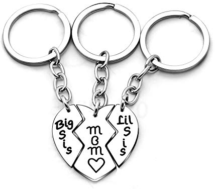 AGR8T 3 stücke mutter tochter schlüsselanhänger mama große kleine schwester liebe gebrochenes herz anhänger geschenk für familie