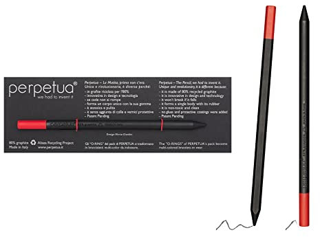 Perpetua Matite HB Ergonomiche in Grafite Ricilata e Gomma Colorata, Idea Regalo Ecologico, Lapis hb Disegno Professionale, Artistico e per Scrivere, Matita Quasi Infinita, Gadget Utili Compleanno