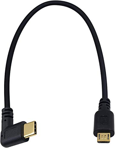Duttek Câble Micro USB vers USBC, USBC 90 degrés vers Micro USB Câble, Court Type C pour MacBook Pro et appareils Android(25 cm)