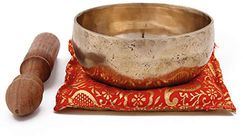 Klangschalen-Set HM - Gr. 20, ca. 1900-2100g, Handgehämmert, Box mit Holz/Leder Klangstab und Kissen