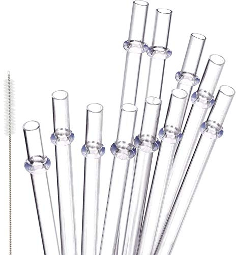 48 Pièces 11 Pouces Pailles en Plastique Dur Réutilisables Transparentes sans BPA, Pailles à Boire de Rechange pour Pot et Gobelets 40/30/24 Oz, avec Brosse de Nettoyage Nettoyant Pailles