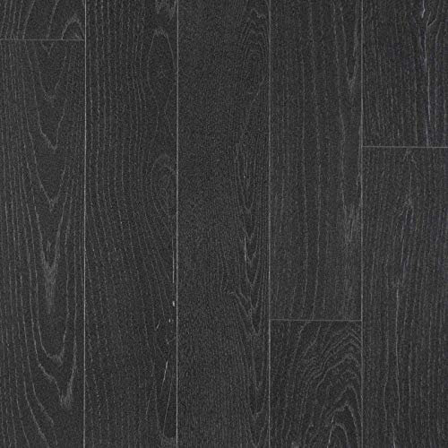 247Floors Flash Wood Plank Effect Vinyl Flooring 2.3mm Realistic Foam Backed Lino Slip Resistant (5m x 4m / 16ft 4 x 13ft 1, Dark Grey Planks)