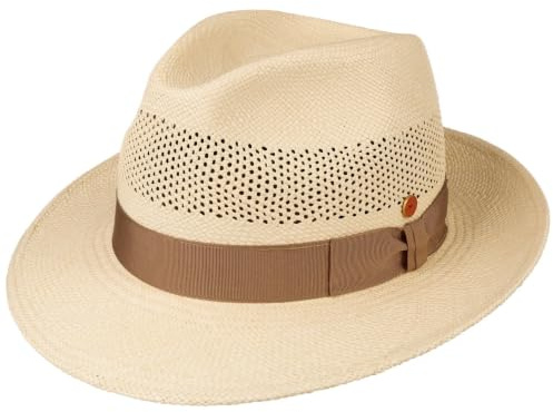 Mayser Imperia Panama Straw Fedora Bogart Hat Plain Ribbon Manufactured in the EU Men Spring Summer