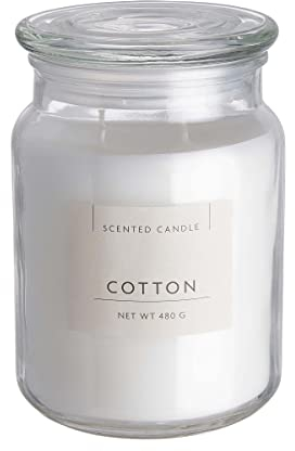 BUTLERS Duftkerze XL 480G im Glas mit Deckel -Cotton Scented Candle- 60 Std. Brenndauer | Aromakerzen & Aromatherapie-Duft für den Winter