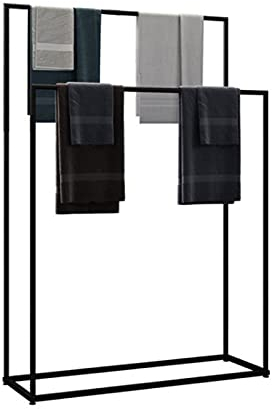 Handtuchhalter für Badezimmer, freistehend, schwarz, 2-stöckig, Metall-Handtuchhalter für Pool, Handtuchhalter für Badezimmer, Waschraum, strapazierfähig, stabil und rostbeständig, 70 x 25 x 110 cm