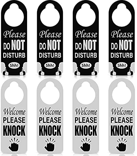 4 Letreros Colgantes de Puerta de Do Not Disturb, Señal Colgante de Perilla de Puerta Signo de Welcome Please Knock para Baño, Oficina, Hogar, Sala de Conferencias, Apartamento Compartido