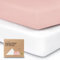 Baby Spannbettlaken 70x140 - Baby Bettwäsche Spannbetttuch, 2er Pack Bettlaken Babybett, Spannbettlaken Kinderbett, Spannbettlaken für Babybetten, Baumwolle Bettlaken Kinderbett (Rose)