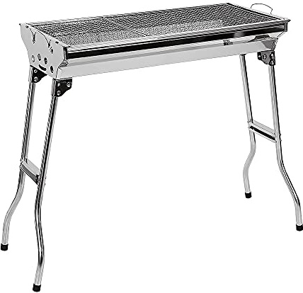 XUANYU BBQ Smoker Holzkohlegrill aus Edelstahl für 5-8 Personen, Campinggrill, Grillkamin Standgrill Räucherofen mit Zubehör, Faltbar und Tragbar für Picknicks, Garten, Terrasse, Camping