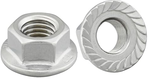 Flanschmutter mit Sperrverzahnung nach DIN 6923 / Edelstahl A2, V2A / Sechskantmutter mit Flansch und Sperrverzahnung, Bundmutter (100 Stück, M12)