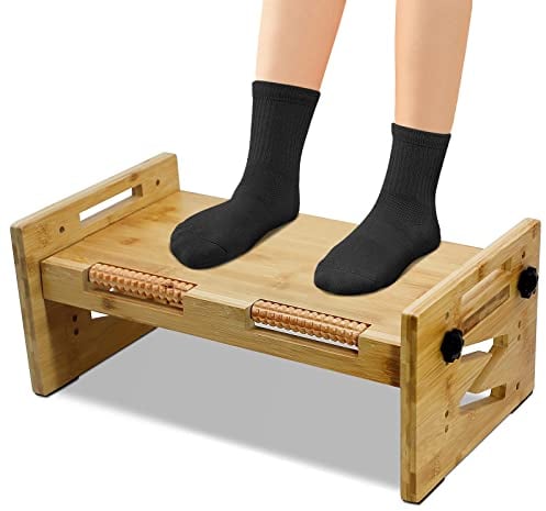 Schreibtisch Fußstütze, Verstellbare Ergonomische Fußstütze, Abnehmbarem Fußbank Höhenverstellbar Massagefläche Rutschfeste & Neigbar Fußkissen für Schreibtisch, Büro, Zuhause