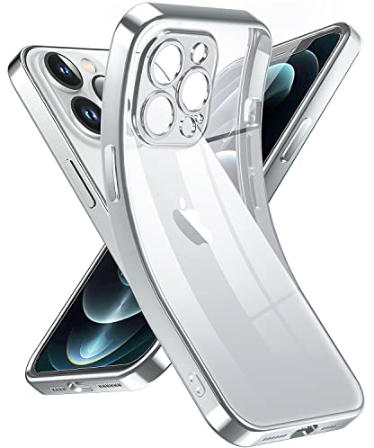 Supdeal Custodia Trasparente per iPhone 12 Pro, Mai Gialla con Protezione Fotocamera, Cover Case in Silicone Trasparente Ultra Sottile e Leggera, 6,1, Argento