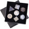 mookaitedecor 7 Stück Grauer Achat Edelstein Polyedrische Würfel Set, Polierte Heilstein DND Würfel für Dungeons und Dragons RPG MTG Tischspiele Rollenspiel Heim Dekoration