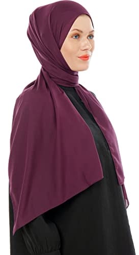 Ayisah Kopftuch Damen Hijab - Chiffon Hijab Kopftuch Für Damen - Moderne Muslimisch Chiffon Hidzab Tuch Schal Kopftucher - Dunkelviolett