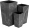botle Set di 3 vasi per fiori, altezza 42/45/50 cm, trapezio alto grigio cemento, struttura in plastica, inserto quadrato