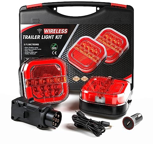 AOHEWEI Kabellose Beleuchtung LED Set Magnetische Anhänger Rücklichter Kabel frei 12V/24V LKW hinten ECE EMC Genehmigt für Anhänger, LKW, Wohnwagen oder LKW