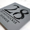K Smart Sign | Bellissima S1 | 180mm x 180mm | Grey Anthracite & Black Mirror Marble 3d Laser Cut Contemporary house sign door number plaque address signs (Matt Dark Gray & Black Marble Effect)