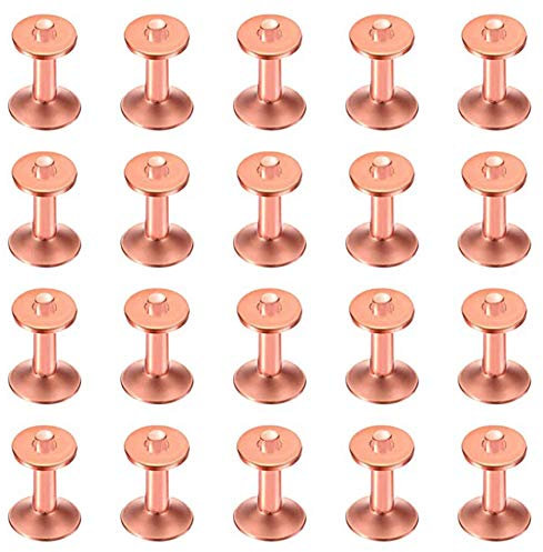 KVSERT 25 set di rame rivetti sbavature rondella rondelle,3/4 pollici lungo cuoio rame rivetto di fissaggio, per portafogli in pelle fai da te forniture artigianali