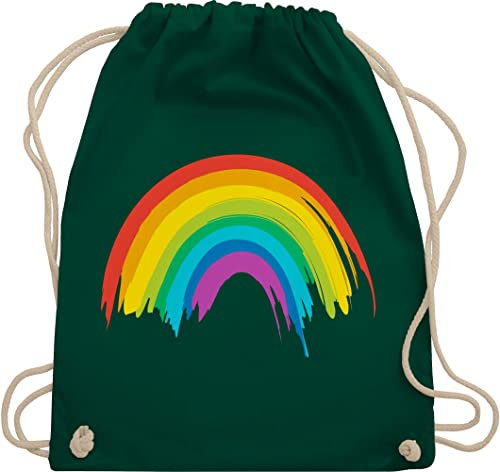 Turnbeutel Rucksack - Kleidung Pride Flag - Regenbogen LGBT & LGBTQ - Unisize - Dunkelgrün - lgbtq+ beutel csd rainbow bauwollbeutel lesbian christopher street day turnsack lqbtq beutelrucksäcke