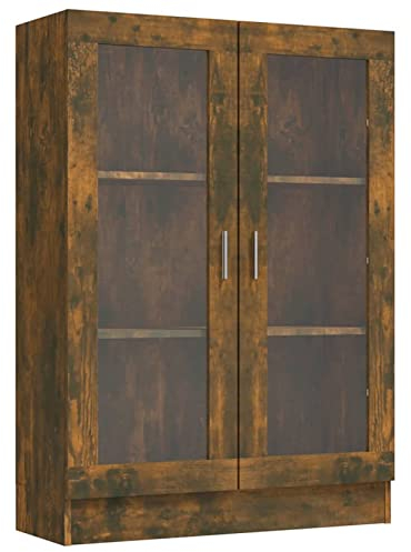 Tidyard Vitrinenschrank Sideboard Bücherregal Anrichte Bücherschrank Mit 3 Fächern und 2 Glastüren Mehrzweckschrank Beistellschrank Schrank Standschrank 82,5 x 30,5 x 115 cm (B x T x H)