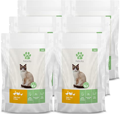 Fellicita Premium Nassfutter für Katzen, Huhn, Pute und Gans, 6 x 295 g | 6er Pack, Multiprotein, hochwertiges Katzennassfutter, getreidefrei, leckere Pastete, Alleinfuttermittel