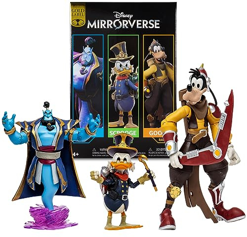 Disney Mirrorverse Actionfigur Combopack Genie, Scrooge McDuck & Goofy (Gold Label) 13-18 cm
