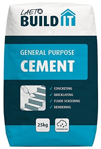 Laeto Build It 42.5N Portland Cement Ready Mixed | Just Add Water, Ready Mixed Cement Multi Purpose, Suitable For Concreting, Bricklaying, Floor Screeding & Render Repair - 1 x 25kg Bag