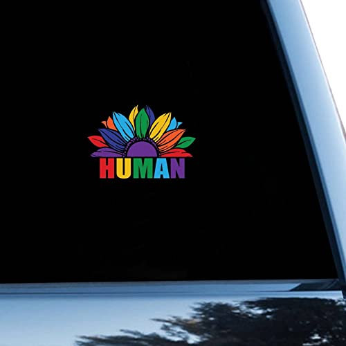 Human Rainbow Sunflower Lgbt Sticker, Pride Parade LGBT Vinly Decal for Cars Laptops, Windows, Walls, Fridge, Toilet And More,6 inch