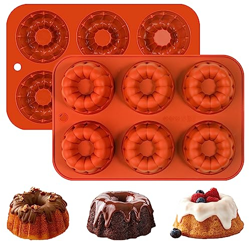webake Mini Obstbodenform Silikon Klein Gugelhupfform 2 Stück Gugelhupf Backform 7cm 6er Small Kuchenform mit Antihaftbeschichtung Tortenbodenform Pie Form