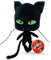 Miraculous Ladybug - Kwami Mon Ami Plagg, 24cm Cat Plush Toys for Kids, Super Soft Stuffed Toy with Resin Eyes, High Glitter and Gloss, Detailed Stitching Finishes (Wyncor)