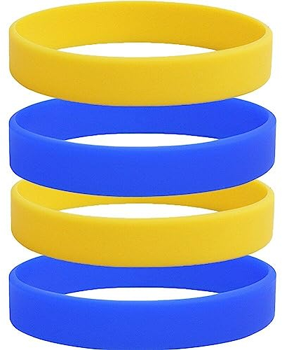 Wudaizhi 4 Stück Silikon-Gummiband Flexibles Ukraine-Blau-Gelb-Armband-Manschette-Armband Sportliches lässiges Armband für Frauen Männer