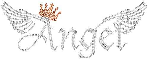SUPERDANT Engel Kristall Strass Wärmeübertragung Engels Bügelbild Strass Zum Aufbügeln Engelsflügel Eisen Auf Engel Stras Transfer Aufbügel Für DIY Handwerk T Shirt Hoodie Tasche Mantel
