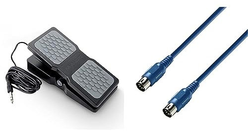 M-Audio EX-P – Pédale d’Expression Universelle pour Claviers, Claviers/Contrôleurs MIDI et Pédales & Adam Hall Cables 3 STAR MIDI 0075 BLU - Câble MIDI 0,75 m bleu