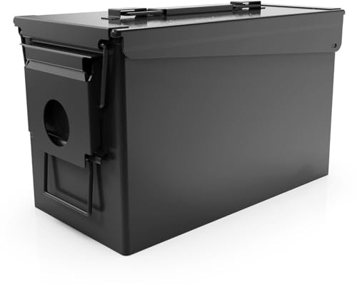 PATRON 50 Cal Ammo Can Metal 9mm Ammo Box Storage Crate Case for Shotgun Bullet Rifle Nerf Ammunition Waterproof Case-Gard Organizer for Men,Gift Boxes for Dad Husband Father (Black)