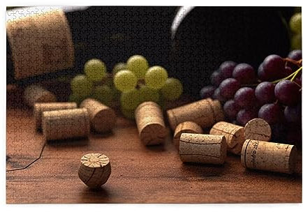 Weinflasche Korken Trauben Druck Bild Puzzle, Puzzle für Erwachsene 1000, Holzpuzzle Spaß Puzzles Spiele Puzzle Spiel Geburtstagsgeschenke