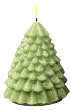 Deluxe Homeart Flammenlose LED-Kerze für den Innenbereich – Weihnachtsbaum – mit Real Flame™ Technologie – batteriebetriebene Kerze (8,5 x 11,5 cm, Hellgrün)
