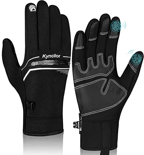 IRYNA Winter Thermo Handschuhe Herren Damen,Fahrradhandschuhe Winddichte Wasserdicht Elastisch rutschfest Touchscreen Handschuhe Radsporthandschue Sporthandschuhe Laufhandschuhe (Schwarz(01), L)