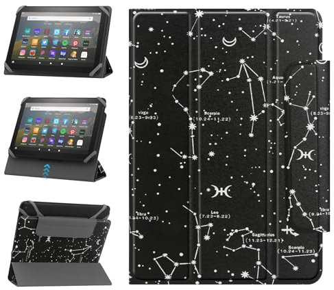 HoYiXi Funda Universal para 7-8 Pulgadas Samsung Galaxy Lenovo Fire Android Tableta Funda Protectora Ajustable en Dos Posiciones con Soporte - constelación
