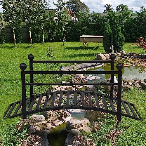 Bridge Walkway for Garden, Garden Bridge Metal Yard Arch Path Bridge, Ourdoor Decorative Black Iron Foot Bridge for Pond and Backyard Landscaping L102 x W51 x H43.5