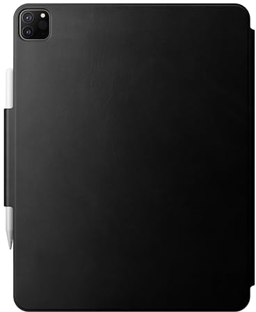 NOMAD Modern Leather Folio Plus | für iPad Pro und Air | Robuste Echtlederhülle mit Rahmen aus Glasfaser | passend für iPad Pro 12.9 (6th Gen) & Air 13 M2 (2024) | Black