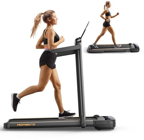 3.0HP Treadmills for Home Foldable, 2 in 1 Walking Pad & Running Machines for Home/Office 135kg, Dual LED Touch Screens Under Desk Treadmill, App& Remote Control, Assembly-Free