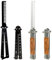 Eikovia Lot de 2 peignes à lame rétractable en métal pour homme, peigne papillon de poche, peigne à moustache pliable pour homme, acier inoxydable et grain de bois, peigne de voyage, outil de beauté
