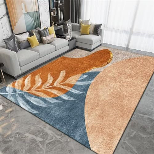 DJHWWD Tappeto Salotto Pelo Corto Tappeti Corridoio Tappeto Blu Morbido E Moderno, Modello Semplice, Per Soggiorno, Camera Da Letto Dei Bambini Arancia 120X180Cm
