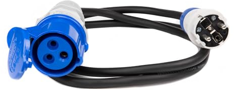 KEL Câble adaptateur CEE en caoutchouc 1,5 m – 230 V/16 A, câble CEE avec fiche de contact de protection, section de câble 3 x 2,5, IP44 pour une utilisation en extérieur, 3680 W pour camping,