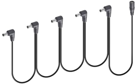 GINTOOYUN 1 bis 5 Wege Daisy Chain Kabel Gitarre Pedal Netzteil Splitter Kabel DC 5.5mm x 2.1mm Buchse zu 5 Stecker für 9V 3A DC Adapter Stecker, Gitarre Netzteil(1 bis 5)(1 bis 5)