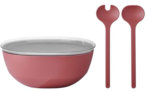 Mepal – Salat-Set Silueta – Servierschale mit Deckel (5000 ml) mit Salatbesteck (28,5 cm) – Outdoor-Serviergeschirr – Spülmaschinen- und mikrowellenfest – Kunststoff (PP, SAN, TPE) – Vivid Mauve
