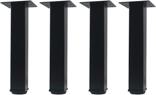 QLLY Lot de 4 Pieds carrés en métal pour Meubles, canapé, Chaise, Armoire ottomane (25,4 cm, Noir)