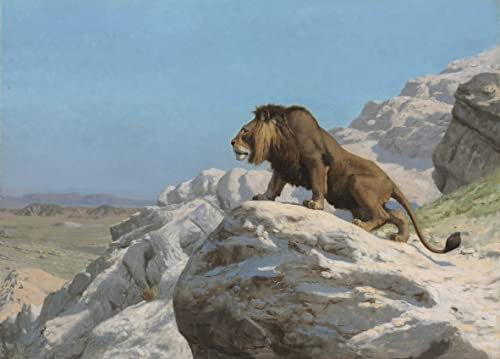 IPLUPJDY Bilder Moderne Bilder Moderne Druck Leinwand Malerei Löwe auf der Wache von Jean Leon Gerome Leinwanddruck Malerei für Wohnzimmer-Dekor 60x90cm