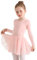 Eisnnu Kinder Ballettkleidung Mädchen Baumwolle Lange Ärmel Tanzkleid mädchen Ballettrock Balletttrikot Ballettanzug mit Chiffon Rock Tütü 2-11 Jahre (Rosa, 120)